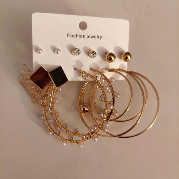 6 Pairs Fashion Pearl Decor Earrings Set - Picture 2 of 6